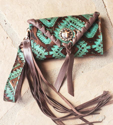 Turquoise Copper Aztec Trifold