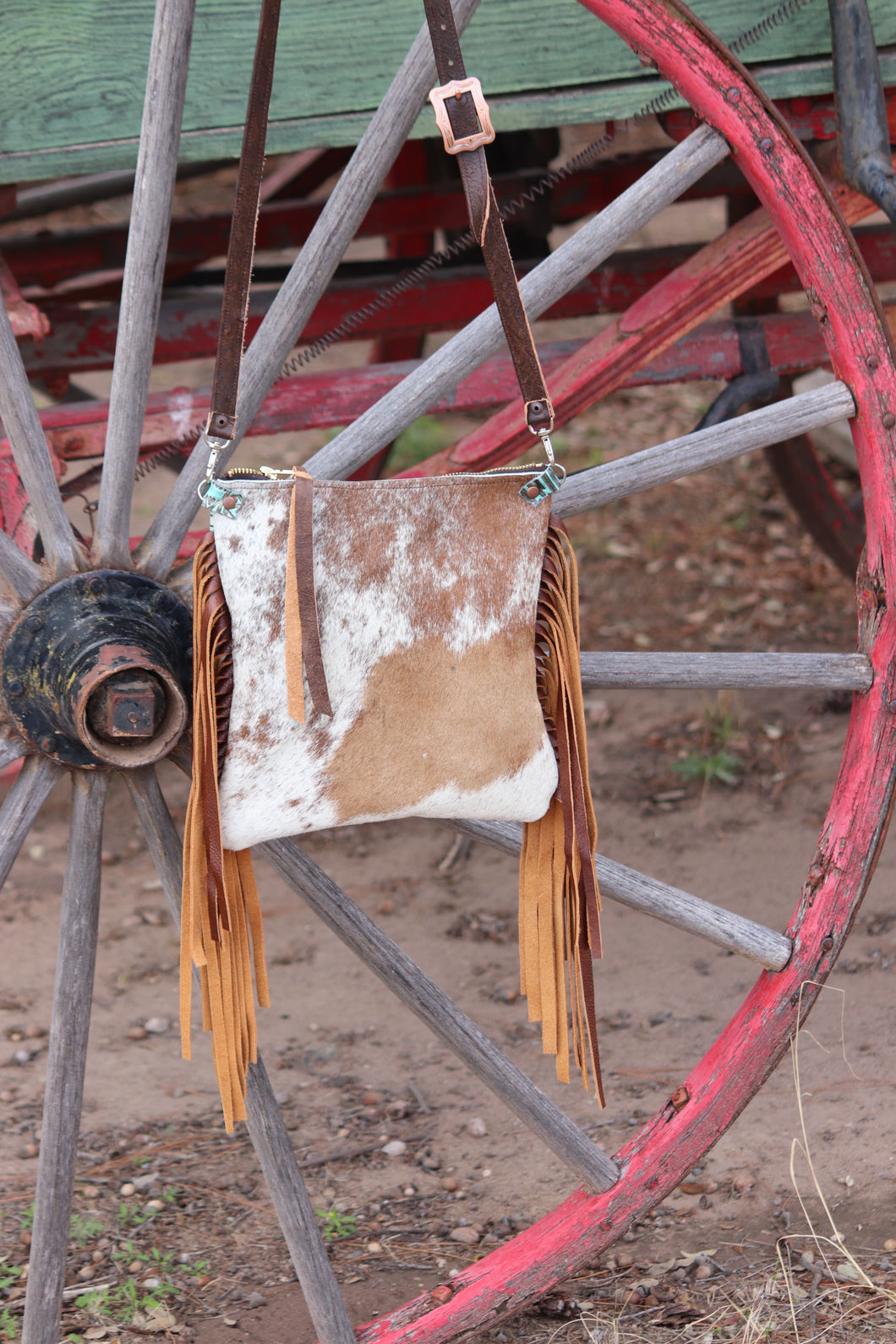 Spotted Cowhide Crossbody and Mini Clutch Set