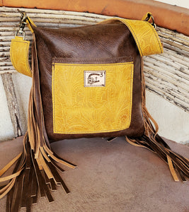 Speckled Cowhide Mustard Shoulder Bag