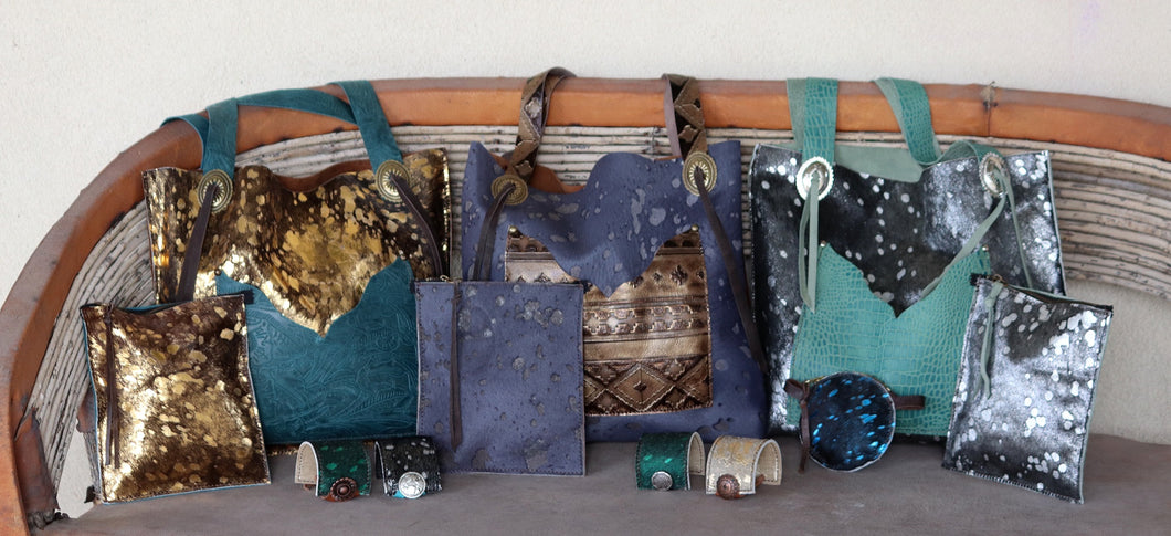 Acid Wash Cowhide Totes