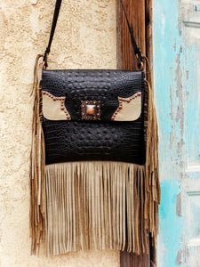 Black Croc Crossbody