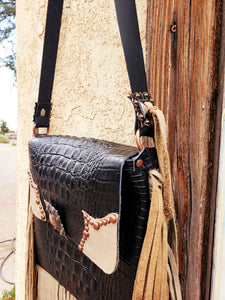 Black Croc Crossbody