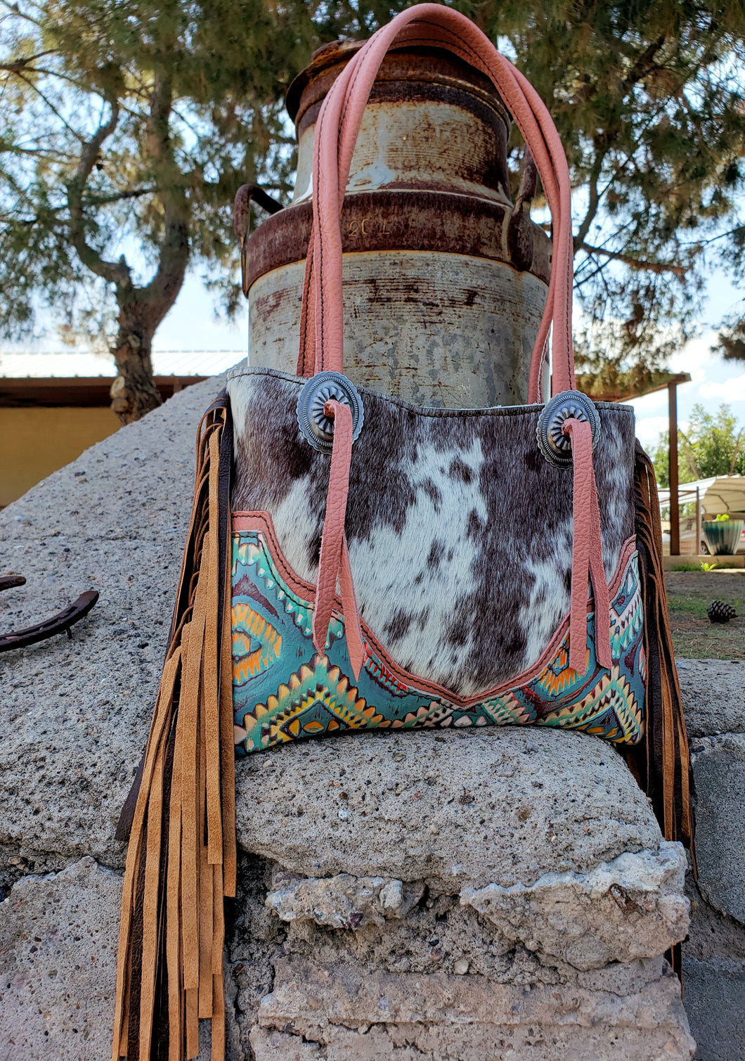 Spotted Roan Rainbow Aztec Shoulder Bag