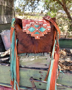 Cowhide with Aztec Flap Crossbody