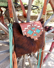 Load image into Gallery viewer, Cowhide with Aztec Flap Crossbody