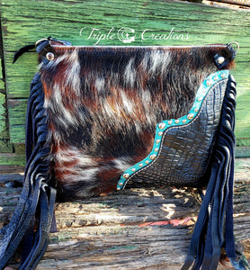 Tri Color Cowhide Crossbody