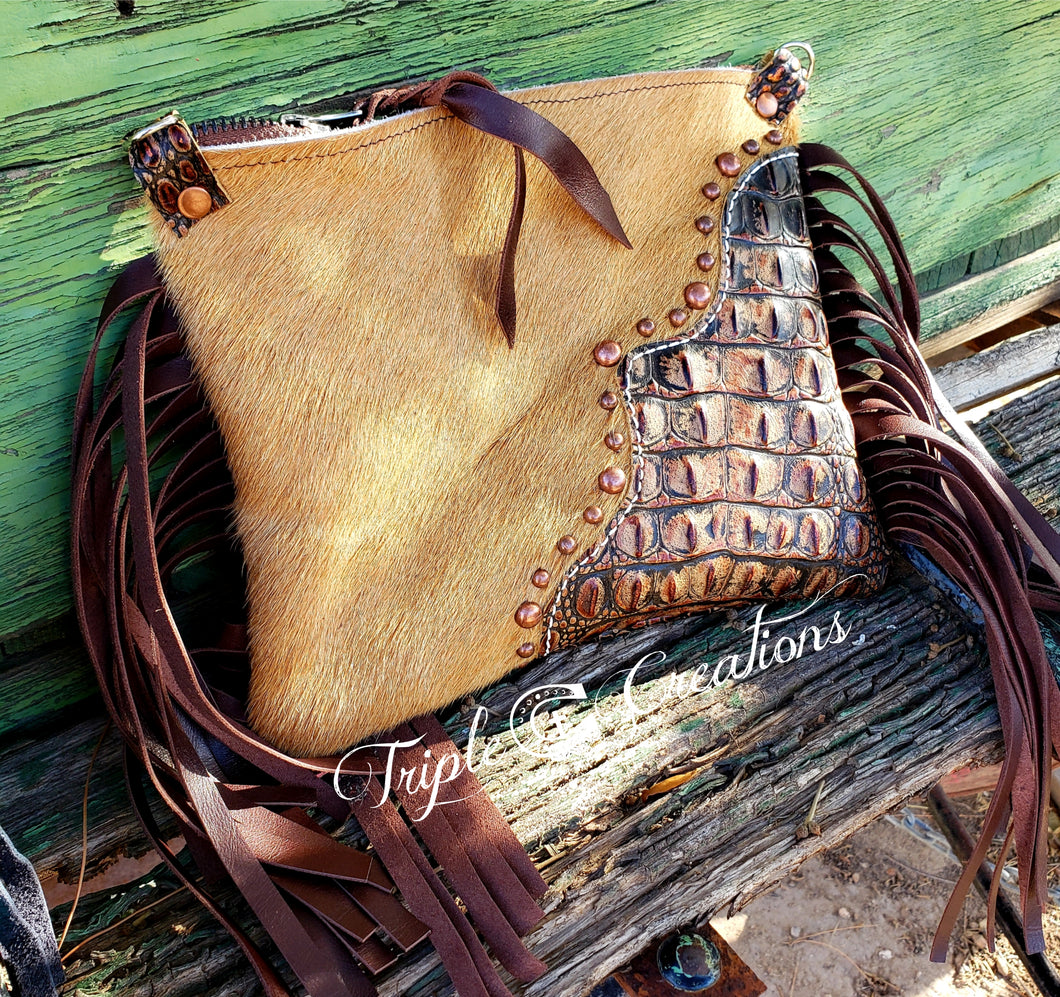 Palomino and Copper Gator Crossbody