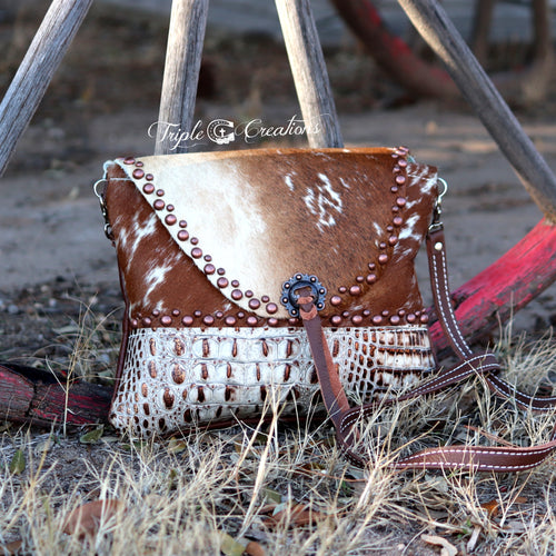 Cowhide Flap Closure Crossbody