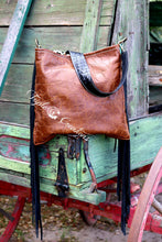Load image into Gallery viewer, Leopard Gold Acid Wash Cowhide Tote
