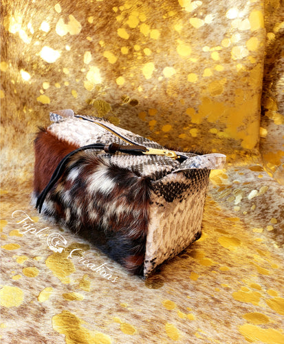 Spotted Cowhide Make Up Bag