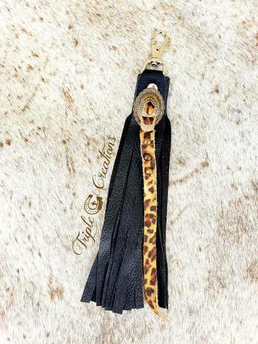 Black and Leopard Fringe Tassel