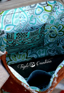 Spotted Cowhide Shoulder Bag- Turquoise Aztec Accents