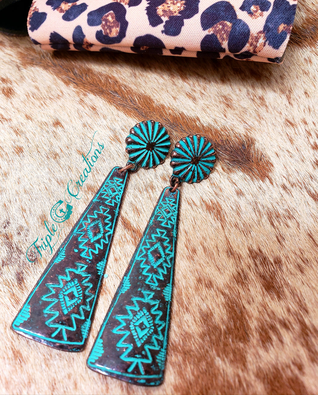 Turquoise Aztec Dangle Earrings