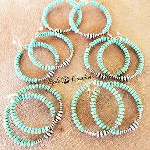 Turquoise and Silver Hoops