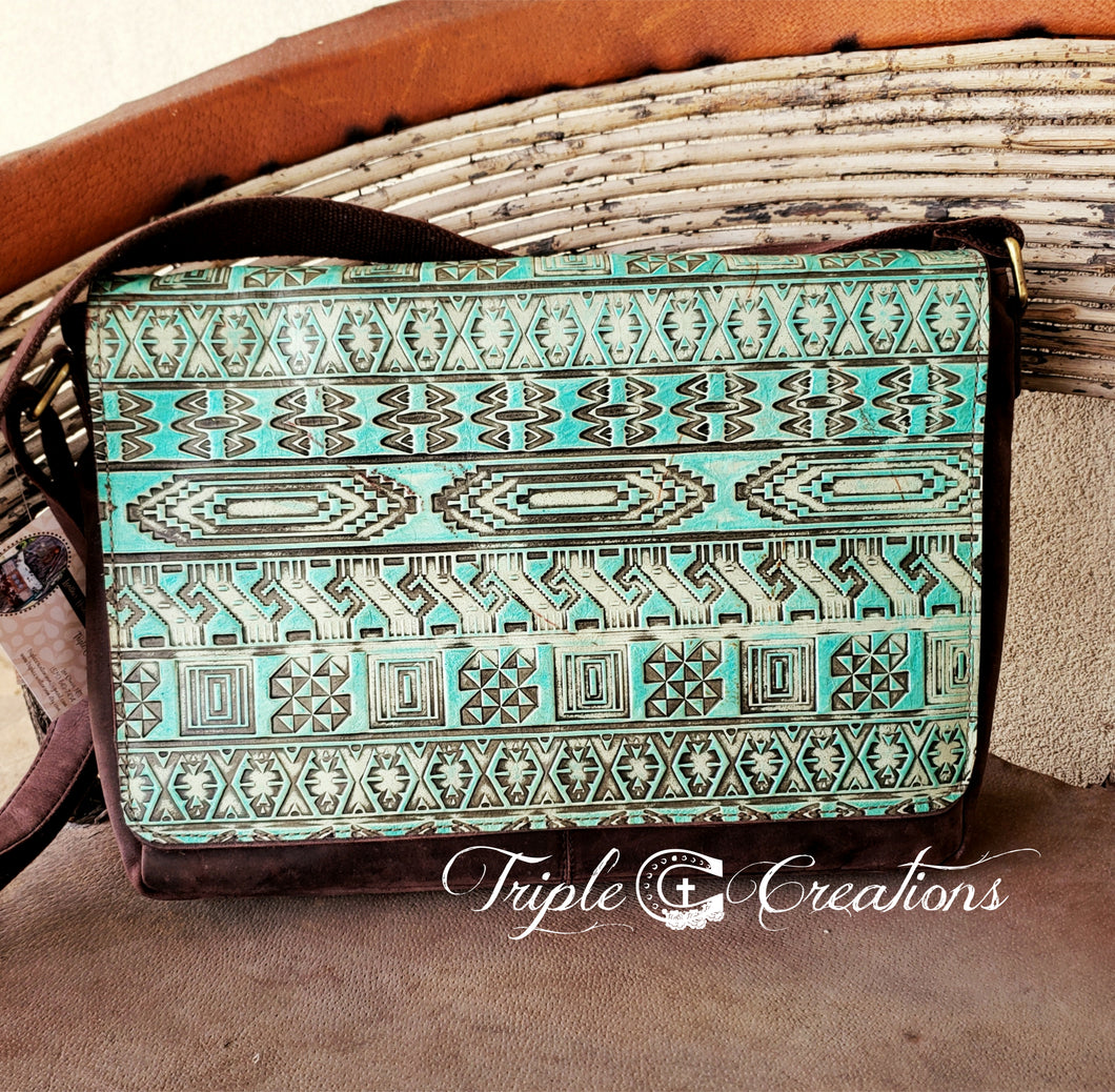 Turquoise Aztec Messenger Bag