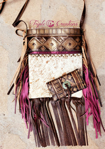 Speckled Cowhide Crossbody with Aztec Leather