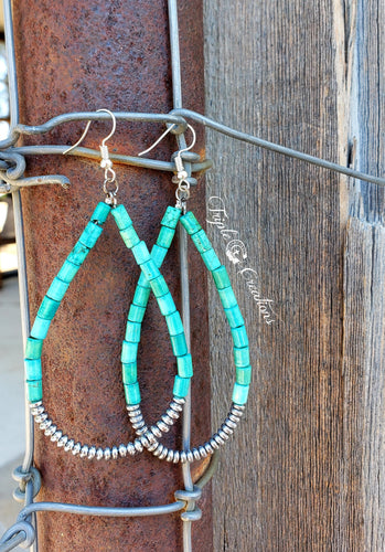 Tear Drop Earrings- Turquoise and Silver