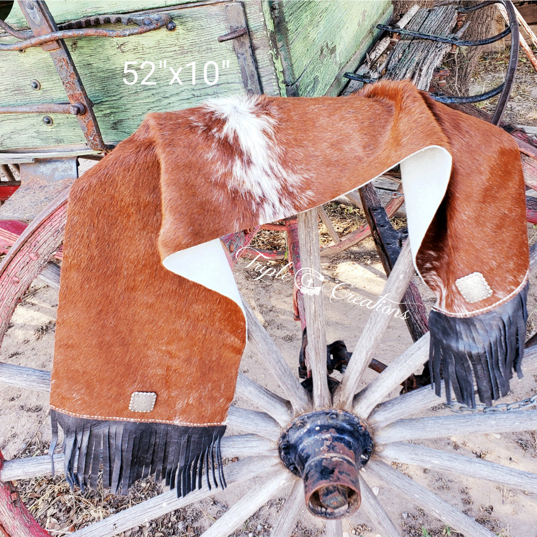 Red & White Cowhide Table Runner