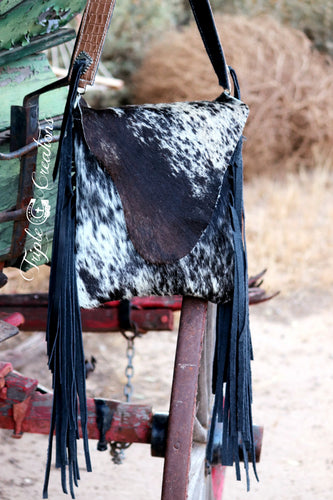 Black & White Cowhide Flap Bag