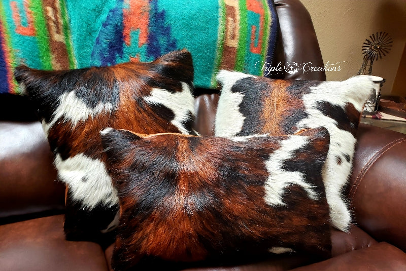 Tricolor Cowhide Pillow Set