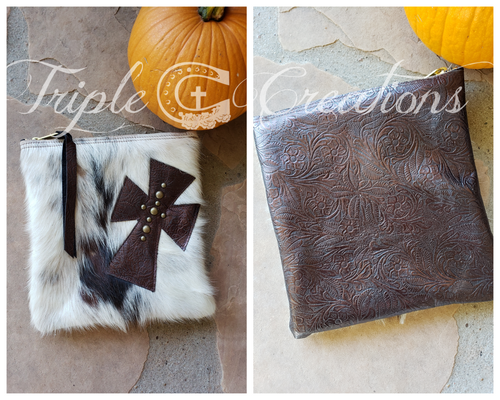 Fuzzy Cowhide Zipper Bag